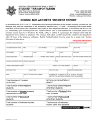 Form DPS802-03213 &quot;School Bus Accident/Incident Report&quot; - Arizona