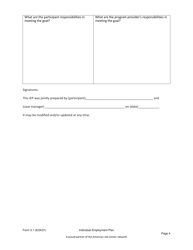 Form 3.1 &quot;Individual Employment Plan for Adult and Dislocated Worker Programs - Workforce Innovation and Opportunity Act (Wioa)&quot; - Arkansas, Page 4
