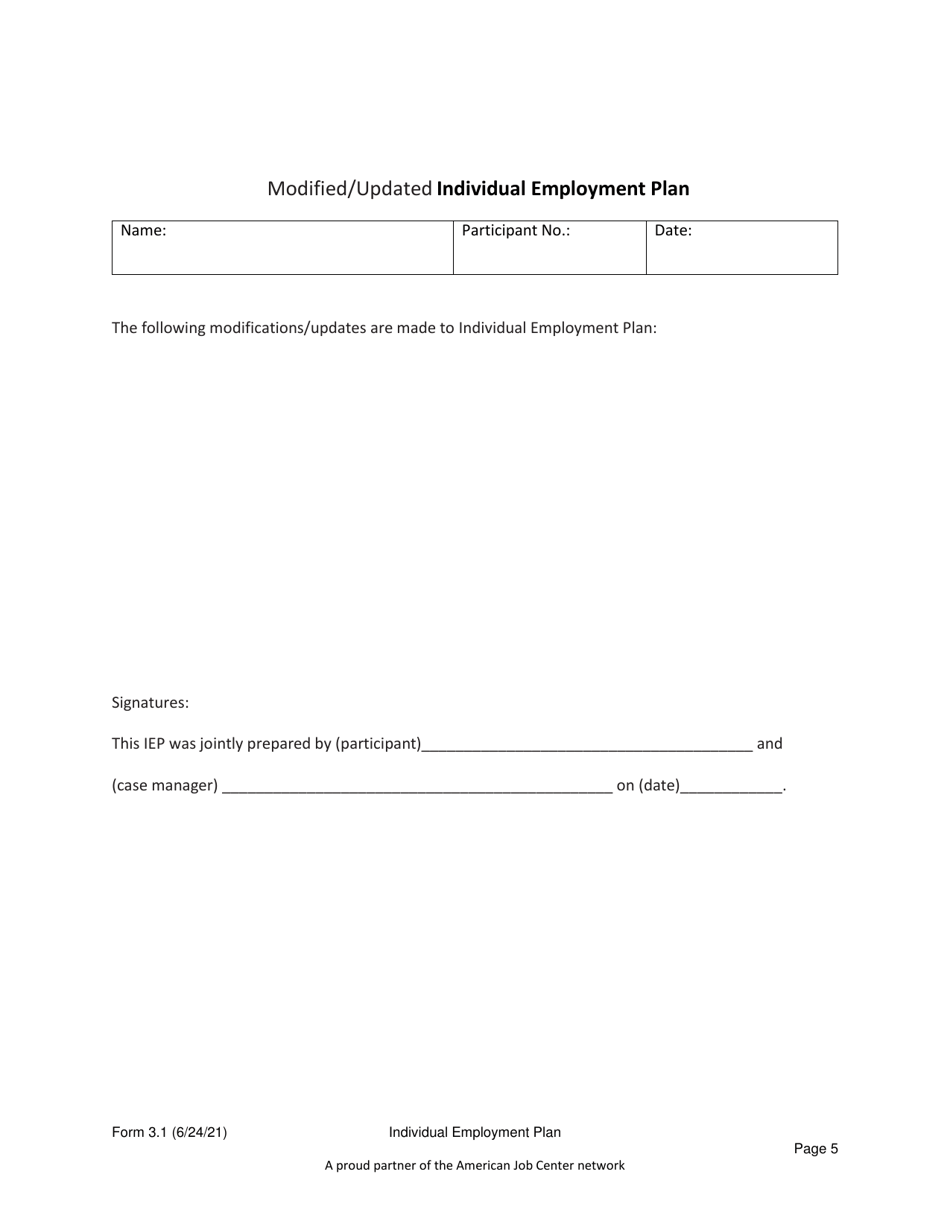 Form 3.1 Individual Employment Plan for Adult and Dislocated Worker Programs - Workforce Innovation and Opportunity Act (Wioa) - Arkansas, Page 5