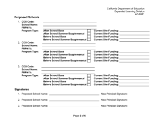 School Site Substitution Form - California, Page 5