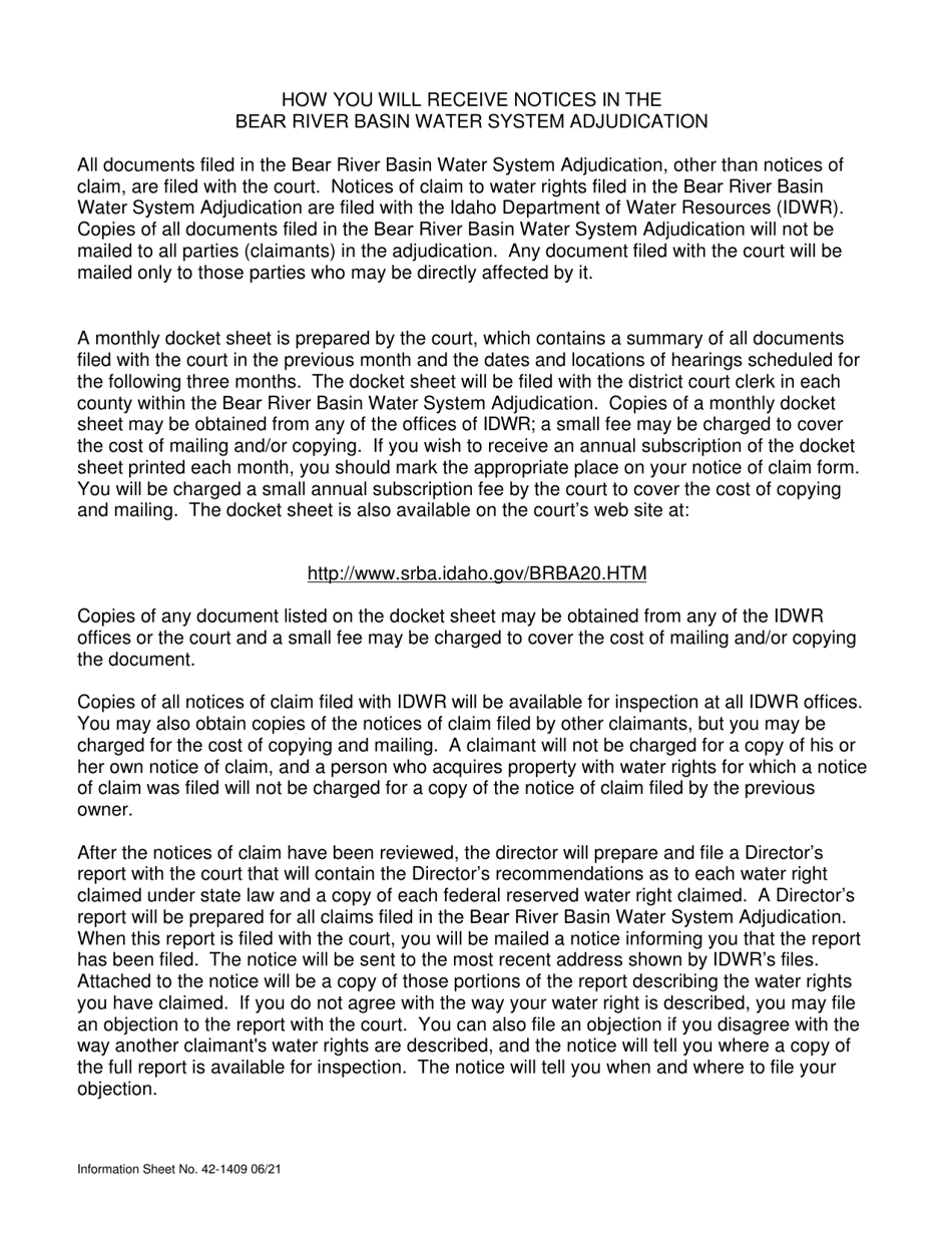 Form 42-1409-1 Notice of Claim to a Water Right Acquired Under State Law - Idaho, Page 5