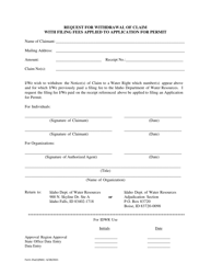 Document preview: Form 25A(1)(NIA) Request for Withdrawal of Claim With Filing Fees Applied to Application for Permit - Idaho