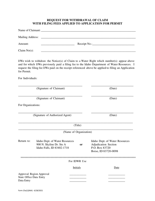 Form 25A(1)(NIA)  Printable Pdf