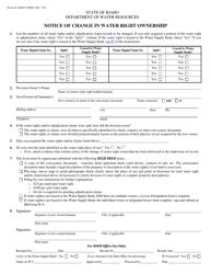 Document preview: Form 42-248/42-1409(6) Notice of Change in Water Right Ownership - Idaho