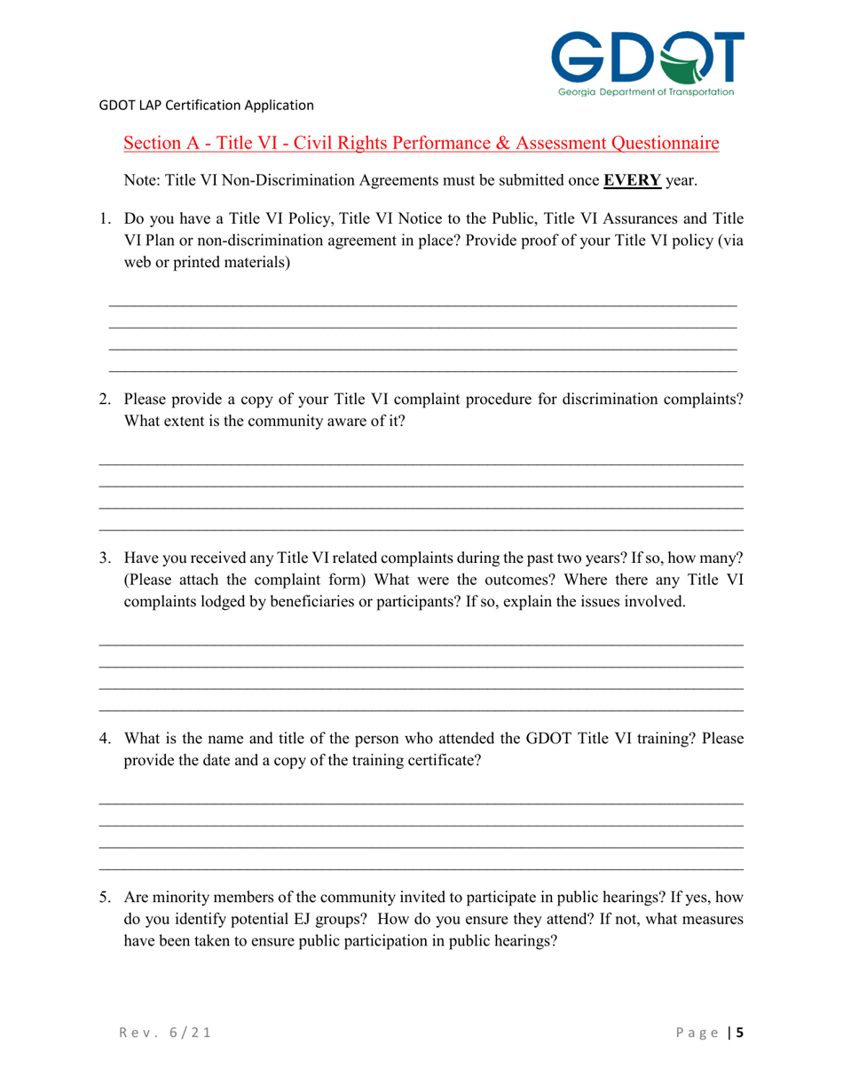 Local Administered Projects Certification Application - Georgia (United States), Page 11