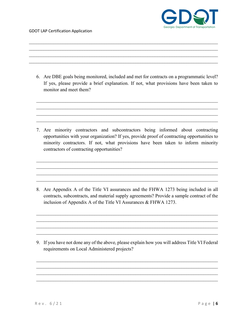 Local Administered Projects Certification Application - Georgia (United States), Page 12
