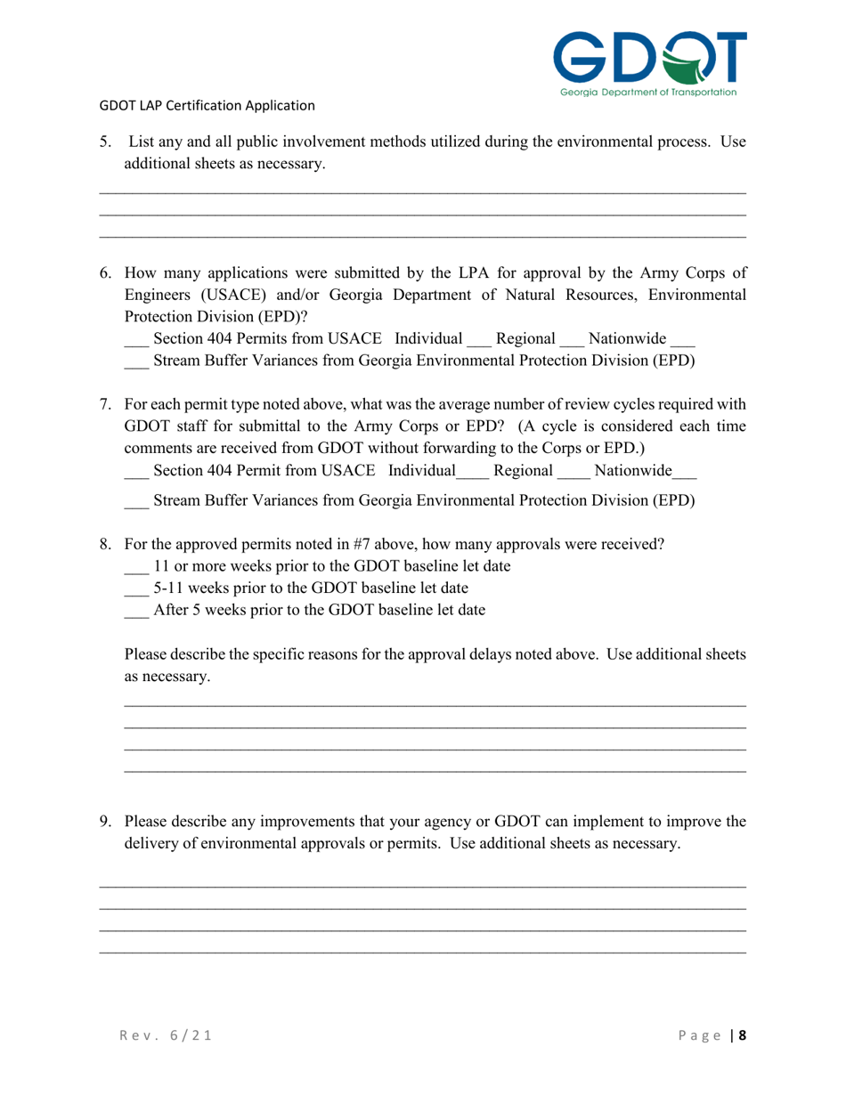Local Administered Projects Certification Application - Georgia (United States), Page 14