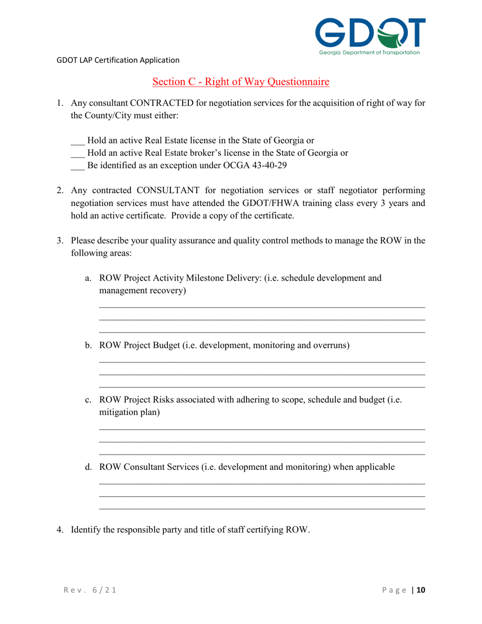 Local Administered Projects Certification Application - Georgia (United States), Page 16