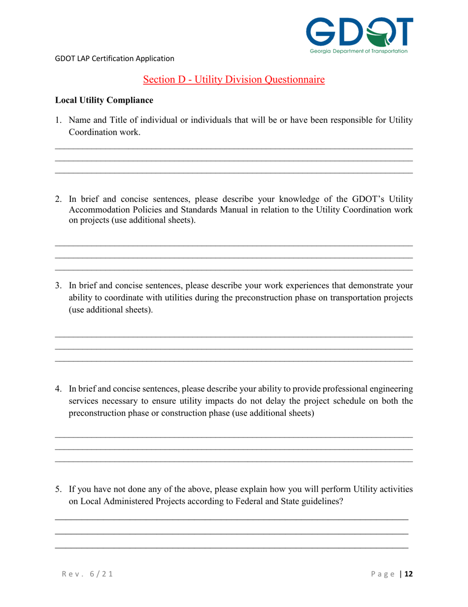 Local Administered Projects Certification Application - Georgia (United States), Page 18