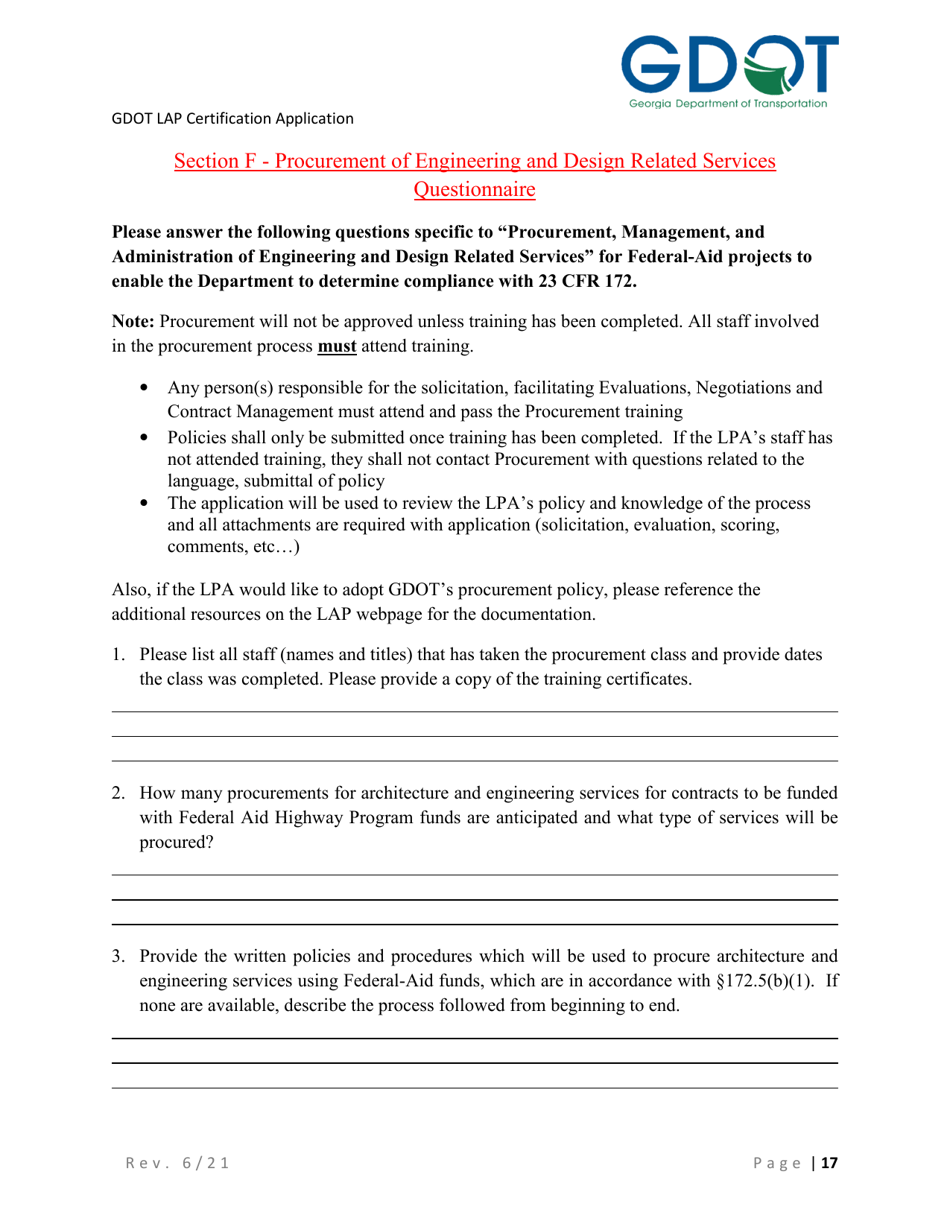 Local Administered Projects Certification Application - Georgia (United States), Page 23