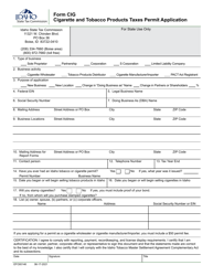 Form CIG (EFO00146) Cigarette and Tobacco Products Taxes Permit Application - Idaho