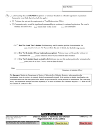 Form CR-418 Order on Petition to Terminate Sex Offender Registration (Pen. Code, 290.5) - California, Page 2