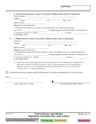 Form CR-416 Proof of Service - Sex Offender Registration Termination (Pen. Code, 290.5) - California, Page 2