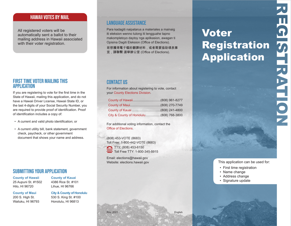 Hawaii Voter Registration Application - Hawaii, Page 2
