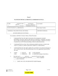 Form C (1C-P-988) &quot;Waiver of Physical Presence; Submission of Plea&quot; - Hawaii