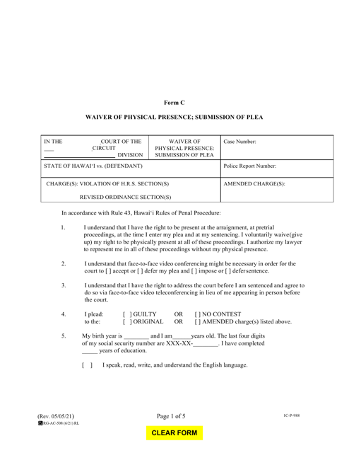 Form C (1C-P-988)  Printable Pdf
