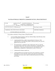 Form D (1C-P-989) &quot;Waiver of Physical Presence; Submission of Plea; Pro Se Defendant&quot; - Hawaii