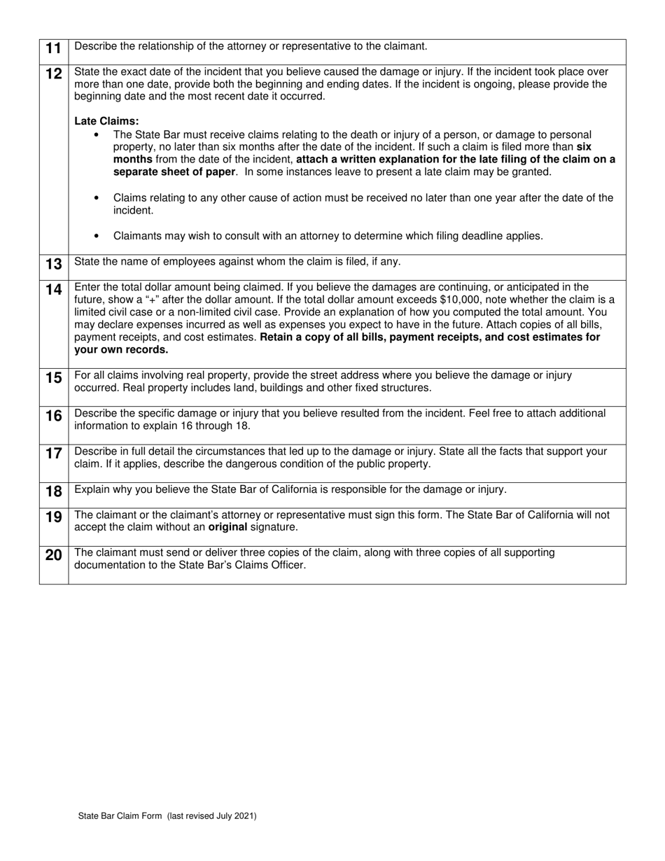 Government Claims Program Information and Claim Form - California, Page 2