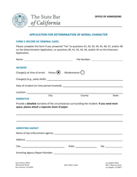 Form 2 &quot;Record of Criminal Cases&quot; - California