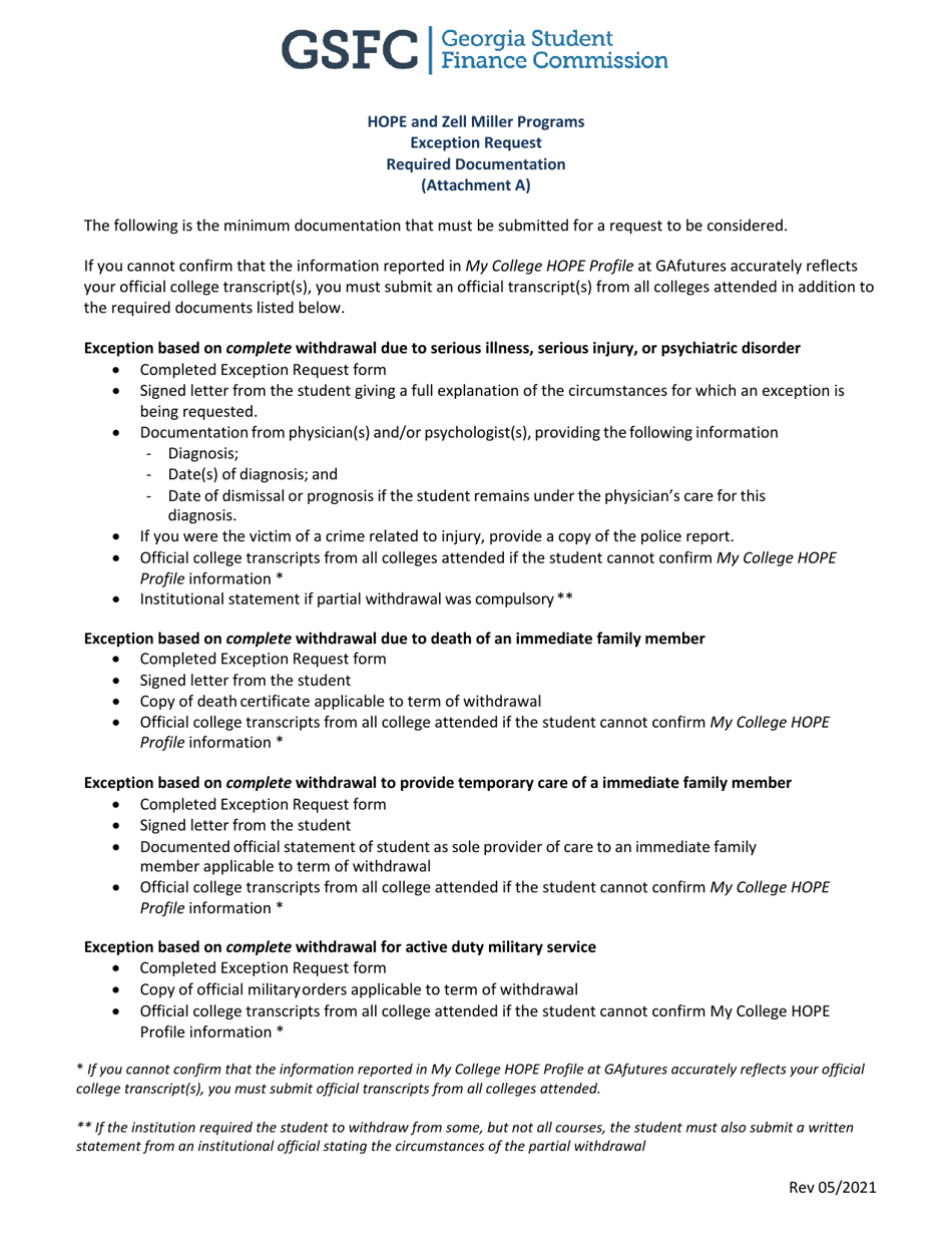 Hope and Zell Miller Programs Exception Request - Georgia (United States), Page 3