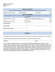 Form HBEX405 Privacy Complaint Form - California, Page 3