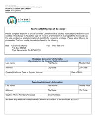 Document preview: Form HBEX411A Notification of Deceased - California