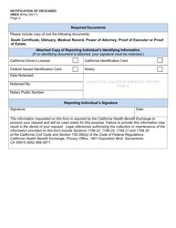 Form HBEX411A Notification of Deceased - California, Page 2
