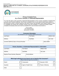 Document preview: Form HBEX406 Privacy Complaint by a Parent, Guardian, or Authorized Representative - California