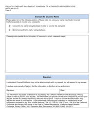 Form HBEX406 Privacy Complaint by a Parent, Guardian, or Authorized Representative - California, Page 3