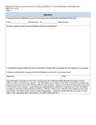 Form HBEX407 Request for an Accounting of Disclosures of Your Personal Infromation - California, Page 2