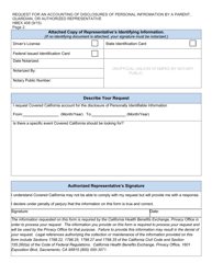 Form HBEX408 Request for an Accounting of Disclosures of Personal Infromation by a Parent, Guardian, or Authorized Representative - California, Page 2
