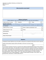Form HBEX409 Request to Amend Personal Information - California, Page 2