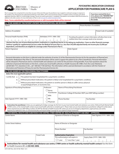 Form HLTH3497  Printable Pdf