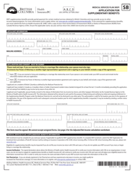 Form HLTH103 Application for Supplementary Benefits - British Columbia, Canada