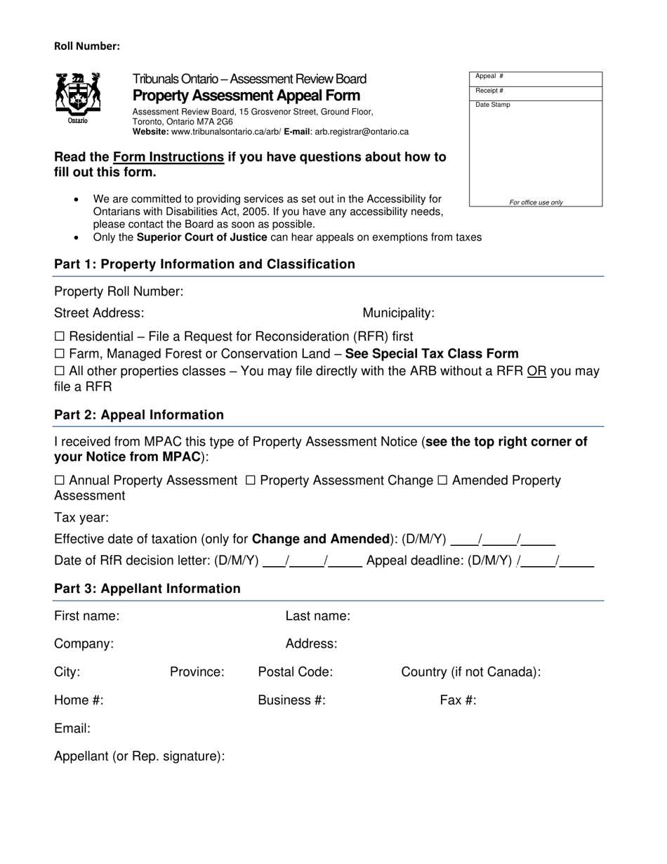 Property Assessment Appeal Form - Ontario, Canada, Page 4