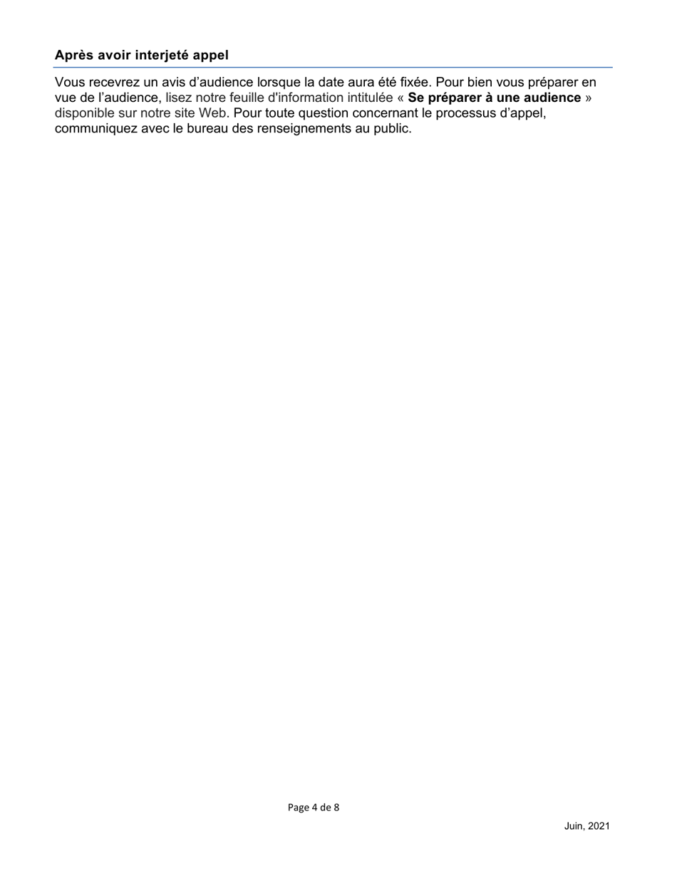 Formulaire Dappel Dune Evaluation Fonciere De La Cref - Ontario, Canada (French), Page 4