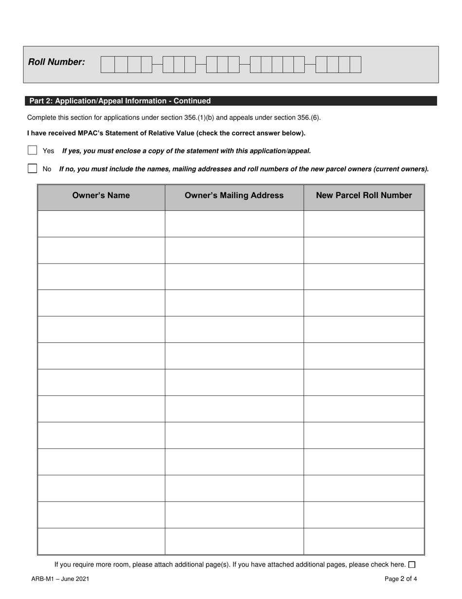 Form ARB-M1 Municipal Act Application / Appeal - Apportionment - Ontario, Canada, Page 5