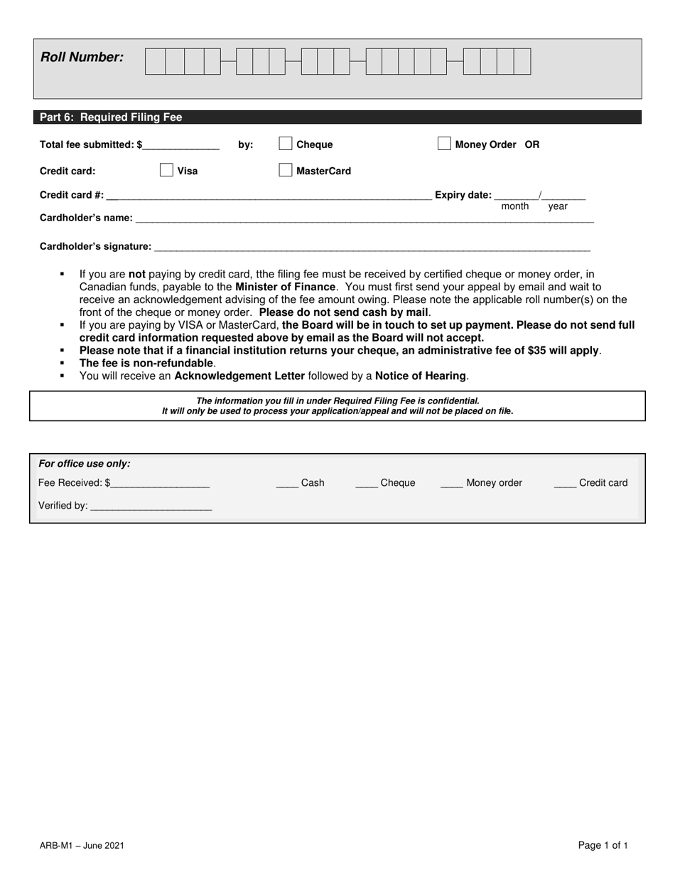 Form ARB-M1 Municipal Act Application / Appeal - Apportionment - Ontario, Canada, Page 8