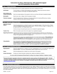 Form ARB-M5 &quot;Municipal Act Application/Appeal - Cancel, Reduce, Refund&quot; - Ontario, Canada, Page 2