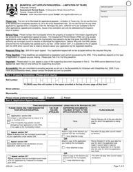 Form ARB-M6 &quot;Municipal Act Application/Appeal - Limitation of Taxes&quot; - Ontario, Canada, Page 4