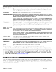 Form ARB-COTA1 &quot;City of Toronto Act Application/Appeal - Apportionment&quot; - Ontario, Canada, Page 2