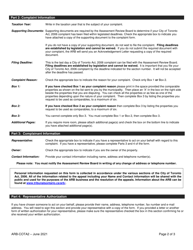 Form ARB-COTA2 &quot;City of Toronto Act Complaint - Comparables&quot; - Ontario, Canada, Page 2