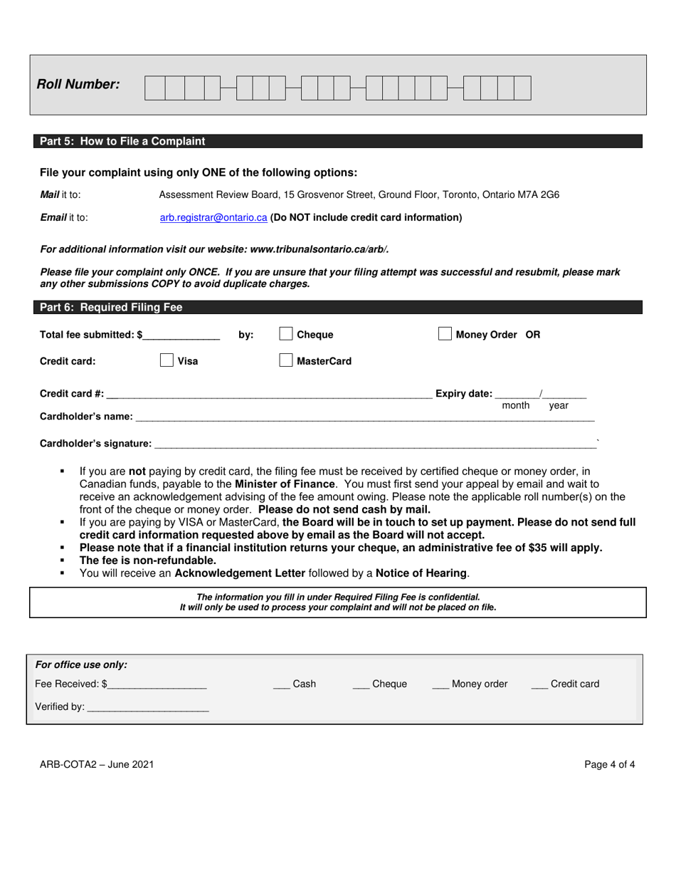 Form ARB-COTA2 City of Toronto Act Complaint - Comparables - Ontario, Canada, Page 7
