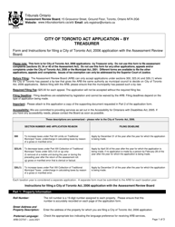 Form ARB-COTA7 &quot;City of Toronto Act Application - by Treasurer&quot; - Ontario, Canada