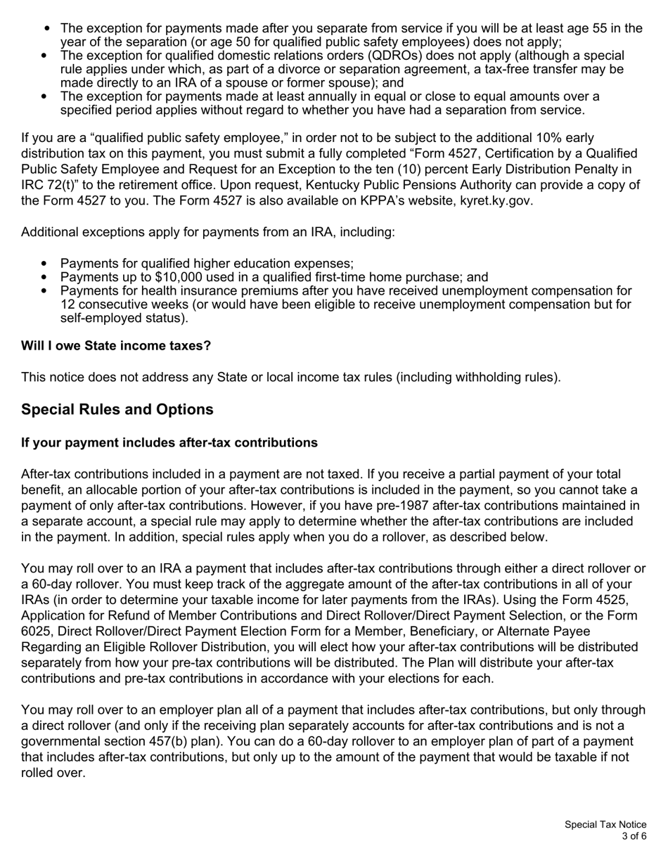 Form 4525 Application for Refund of Member Contributions and Direct Rollover / Direct Payment Selection - Kentucky, Page 6