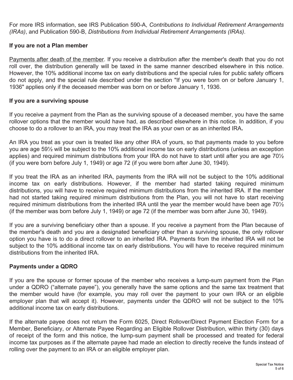 Form 6025 Direct Rollover / Direct Payment Election Form for a Member, Beneficiary, or Alternate Payee Regarding an Eligible Rollover Distribution - Kentucky, Page 7