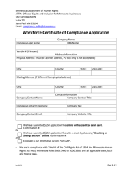 Document preview: Workforce Certificate of Compliance Application - Minnesota