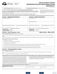Form HLTH5817 Special Authority Request - Continuous Glucose Monitoring System (Dexcom G6) - British Columbia, Canada