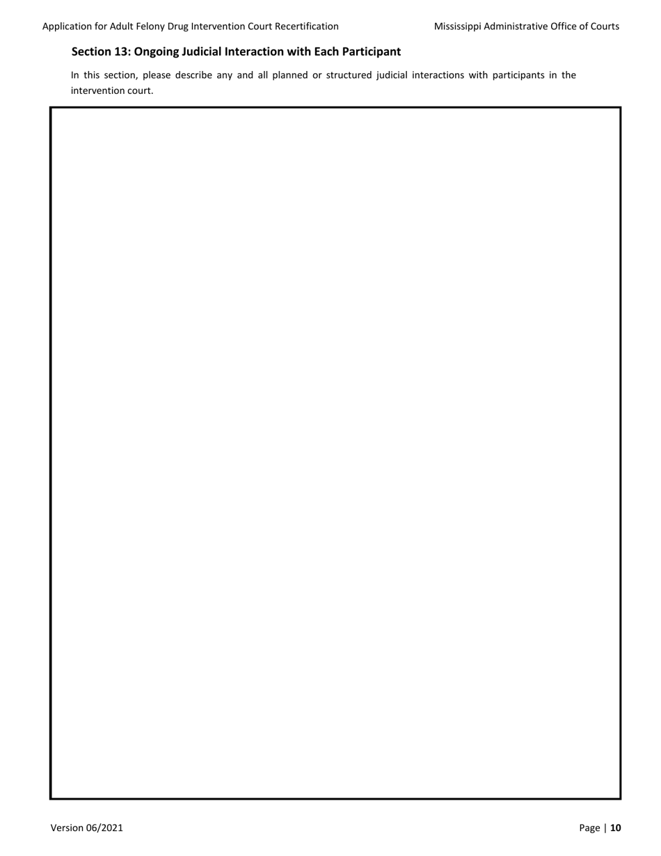 Application for Adult Felony Drug Intervention Court Recertification - Mississippi, Page 10