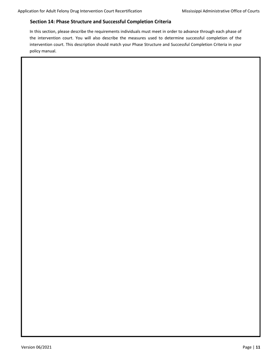 Application for Adult Felony Drug Intervention Court Recertification - Mississippi, Page 11